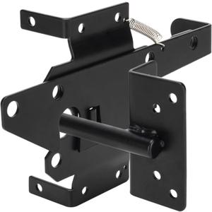 Self Locking Gate Latch, Heavy Duty Post Mount Automatic Gravity Gate Lock Door Latch, Gate Hardware for Secure Pool/Yard/Garden, Steel, Black Finish