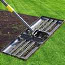 Lawn Leveling Rake - Heavy Duty 30"x10" Stainless Steel Leveler Plate,Reinforced Welds,28-60" Adjustable, Anti Flipping Smooth Edge,for Soil, Dirt,Ground,Yard Top Dressing,Landscaping