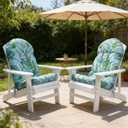 Enipate Tropical Print Adirondack Chair Cushions Set of 2, Weather Resistant Patio Chair Seat Cushion, Tufted Thicken Outdoor High Back Rocking Chair Pads