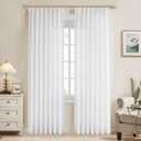 WEST LAKE White Pinch Pleat Curtain Panels 90 Inches Length, Farmhouse Sheer Airy Drapes for Living Room Bedroom ,Lightweight Linen Textured Window Treatment Set, Back Tab Hooks, 40" Wx90 Lx2