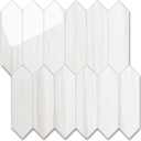 Vamos Tile Glossy Dolomite White Backsplash Tile Peel and Stick, 12.8 x 12.8 Inch 10 Sheets Long Hexagon PVC Self Adhesive Mosaic Wall Tiles Stick on Backsplash for Kitchen and Bathroom
