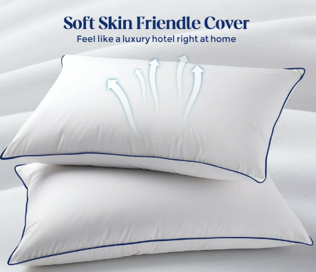 Unikome Hotel Collection Bed Down Feather Pillows for Sleeping, Medium Firm Feather Down Pillow Inserts Queen Size Set of 2 Soft Cozy Cooling Bedding Bed Pillow, 20 x 30 Inch