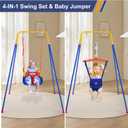 Toddler Swing Set, 3-in-1 Baby Swing Outdoor/Indoor, Toddler Swing&Jumper with Foldable Metal Stand, Baby Swing Outdoor for Aged 6 Months to 10 Years Old