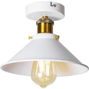 White Ceiling Light Loft Vintage Round Retro Industrial Design Bulb Home Bar Cafe Shop Lighting Fixture