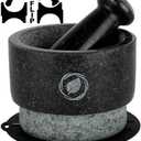 Laevo Mortar and Pestle Large Set - Black Granite Stone Spice Grinder, 2.1 Cup Capacity, 5.5 Inches - Reversible Molcajete Mexicano - Guacamole, Spices - Large Mortar and Pestles Set