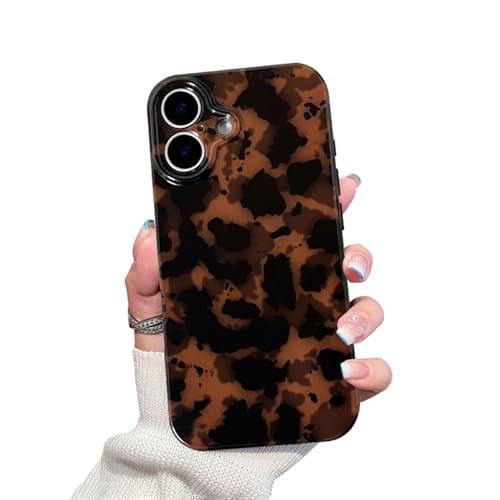 XQAGU Cute Phone Case for iPhone 17 Case Amber Pattern Leopard Full Camera Protective Slim Shockproof Cool Trendy Aesthetic-Brown Tortoise Shell