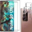 [2+2 Pack] Screen Protector for Samsung Galaxy Note 20 Ultra/Note 20 Ultra 5G,9H Tempered Glass,Ultrasonic Fingerprint Compatible,3D Curved,HD Clear,Bubble-Free for Galaxy Note 20 Ultra Glass Protector