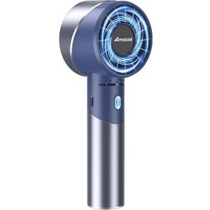 AMACOOL Portable Handheld Turbo Fan, 17Hrs Runtime, 4 Speeds Wind, Cool Metal Body, Rechargeable Battery Personal Fan, Mini Pocket Fans for Girl Woman Man Travel Makeup Camping Outdoor-Blue
