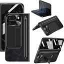 for Google Pixel 9 Pro Fold Case with S Pen Holder & Stylus, PU Leather Case with Hinge Protection, Screen Protector, Kickstand, Protective Cover for Google Pixel 9 Pro Fold Black