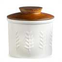 Butter Crock, Ceramic Butter Dish with Lid for Countertop, French Butter Keeper, Elegant Embossed Pattern, White
