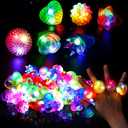 LovesTown 48PCS Light Up Rings Easter Party Favors for Kids, 6 Styles LED Light up Rings, Glow in the Dark Party Supplies for Classroom Prizes Treats Goodie Bag Easter Egg Fillers, Treasure Box Toys