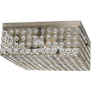 Elegant Designs FM1004-ABS Elipse Crystal 12 Inch Modern Metal 2 Light Squared Ceiling Flush Mount Fixture, Antique Brass