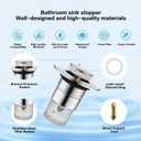 3 x Bathroom Sink Drain Strainer, Pop Up Sink Drain Strainer with Removable Stainless Steel Filter Basket Hair Catcher, Universal Drain Plug for Bathroom Sink Stopper Replacement (2 pcs)