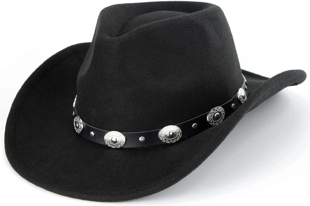 Vikodah Kids Wide Brim Western Cowboy Cowgirl Hat - Boys Girls Felt Fedora Hats for 2-6 Years (Medium, Black)