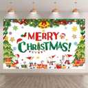 Swepuck 72x43inch Fabric Merry Christmas Backdrop Little White Goose Bell Xmas Pine Tree Snowflake Gift Photography Background Holiday Party Decorations Photo Booth Banner