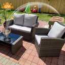FLYMEI Patio Cushion Covers 24x22x4 Waterproof Outdoor Cushion Cover Replacement 2Packs Outdoor Seat Cushion Slipcover for Rattan Chair Sofa, Grey