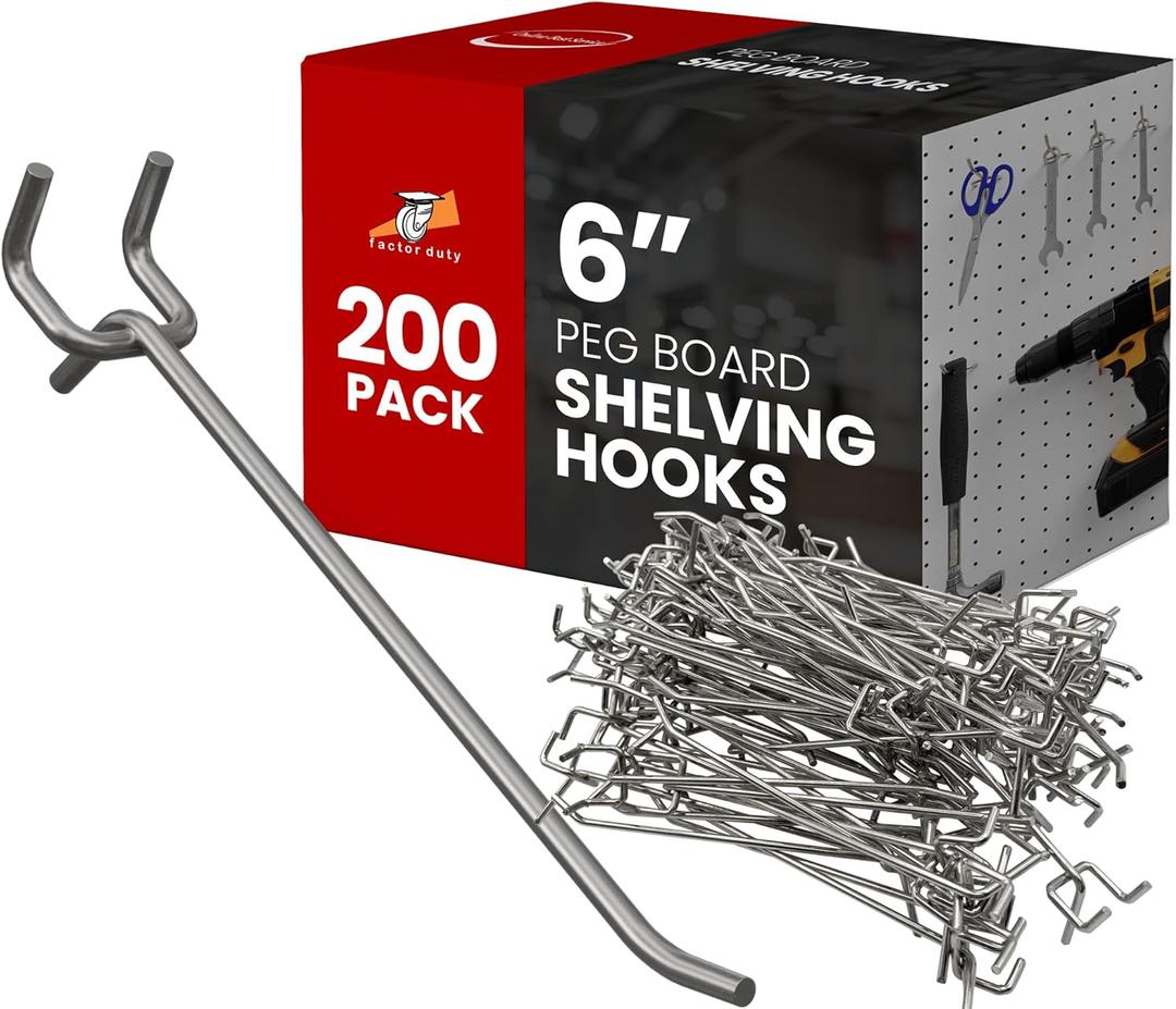 200 Pack PEG Board Pegboard Shelving Hooks 6" Length Wholesale Lot