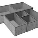 Foldable Underwear Drawer Organizer, Closet Dividers, Storage Box for Clothes, Socks (6 Bins, Gray)