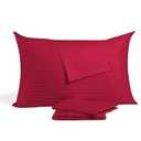 Toddler Travel Pillowcase 14x20 Inch, Burgundy with Zipper Closure Pack of 2 Pillow Covers, 100% Egyptian Cotton, 550 Thread Count Small Pillows Cover Size 14"x20", Burgundy Striped