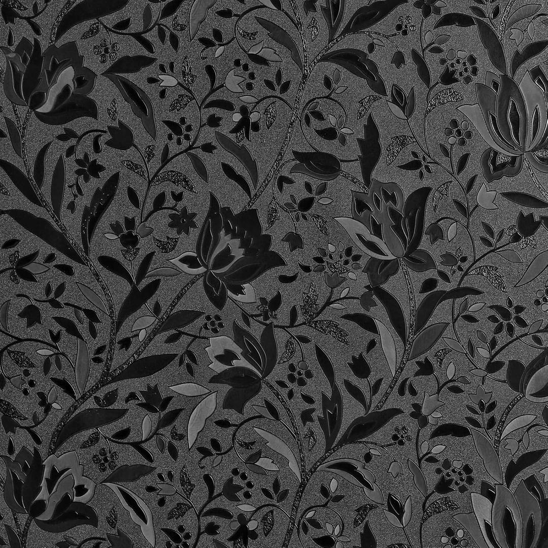 Total Blackout Window Film,100% Light Blocking Glass Door Film Etched Tulip,Room Darkening Window Cling,No Glue/Heat Control/Anti UV for Day Sleep & High Privacy,23.6 inches by 118 inches