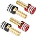 MEUS RACING Set of 4 RC Battery Heatsink Bullet Plug Connectors & Grips for 1/10 RC Crawler Car (4mm)