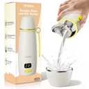 Portable Baby Bottle Warmer  Fast 1.5-Min Heating, Precise Temp Control 98F-212F, 36H Keep-Warm & Dual Sterilization, Wireless for Travel, Breast Milk & Formula Safe (White)