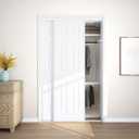 JUBEST Sliding Closet Door 48"(Double 25") x80", 6-Panel Steel Frame Bypass Primed Door with Top & Bottom Track Kits, Preassembled Hardboard Panels with Paintable Surface, Durable & Sturdy