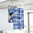 Hello Winter Tuxedo Cat Kitchen Dish Towels Set of 2, Snowflake Drying Hand Towel Baking Cooking Cloth Pet Owner Lover Gift, Blue Buffalo Plaid Christmas Bathroom Home Decoration 18'' x 26''