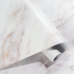 Haton Marble Contact Paper Countertop Peel and Stick Wallpaper Removable Self Adhesive Waterproof Granite Wall Paper for Cabinet Drawer Kitchen Bathroom Furniture, Matte Gold/White 23.6" x 78.7"