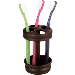 iDesign Metal Toothbrush Holder - Bathroom Cup for Bathroom Organization, The Olivia Collection - 3.25" x 3.25" x 5", Bronze