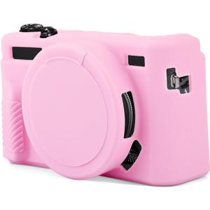2 x Camera Case for Canon Powershot G7X Mark II Digital Camera, Silicone Camera Case with Removable Lens Cover Soft Protective Case Scratch-Resistant Slim Camera Accessories (Pink)