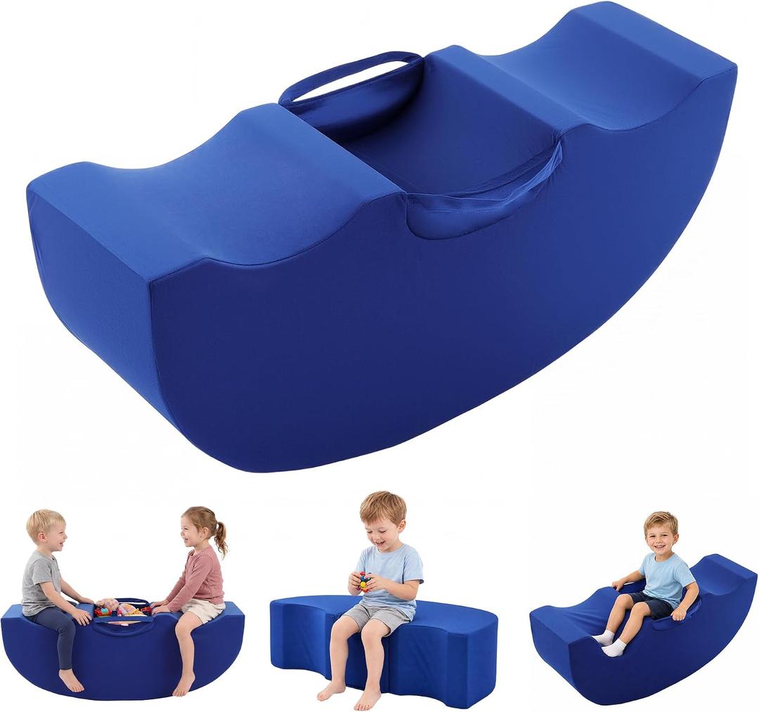 BALAPET Kids Sensory Rocking Chair, 2-Person Foam Seesaw, Navy Blue, 43×19×12in