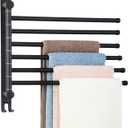 Space Saving Towel Rack JSVER Black Space Saving Towel Holder, Towel Rack Wall Mounted, Swivel Hand Towel Holder, 6-Arms Towel Bar, Towel Racks for Bathroom