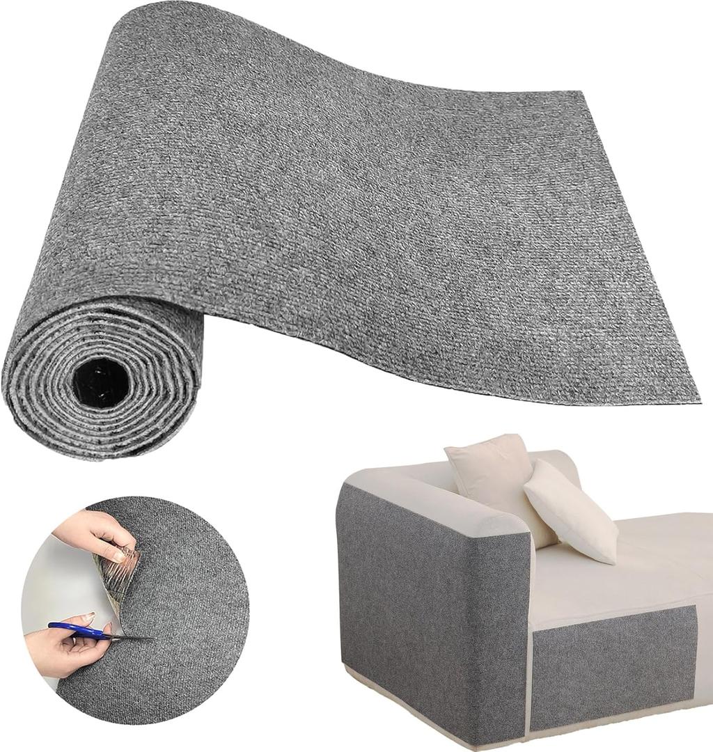 Cat Scratch Couch Furniture Protector, Adhesive Cat Scratch Pad Deterrent for Furniture, DIY Climbing Cat Scratcher Couch Protector from Cat Claws Scratching for Indoor (Light Grey, 78.7x15.8Inch)
