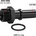 8AN -8 ORB Male to 1/2" SAE Quick Disconnect Connect Male Push On EFI Fuel Fitting Adapter Straight Aluminum Black