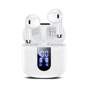 Wireless Earbuds, Bluetooth Headphones with Deep Bass Stereo, 48H Playback Ear Buds with LED Power Display, Lightweight, IPX7, in-Ear Earphones with Mic for iPhone/Android/iPad, White