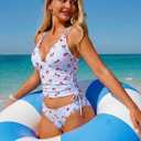 ZAFUL Two piece Tankini y2k Cheeky Tummy Control Swimsuit V-Neck Spaghetti Strap Slimming Bathing Suit 2026 (S)