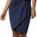 Amazon Essentials Women's Classic Cap Sleeve Wrap Dress (in Plus Size) (1X, Navy)