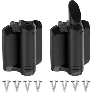 Adjustable Self Closing Gate Hinges, Heavy Duty Gate Hinges Pool Safety Hinge with Safety Cap, Tension Spring Door Hinges, Fence Hinges for Outdoor Gates, Metal Gate,Vinyl Gates, 2 Pack