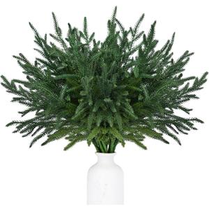 Lvydec 8 Pack Christmas Norfolk Pine Branches, 17 Inches Artificial Norfolk Pine Stems Christmas Branches DIY Crafts for Xmas Holiday Winter Home Table Decor
