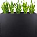 TISUWING Metal Rectangular Planter Box, Galvanized Steel Tall Planters for Outdoor Plants, 35.5"x 10"x 28" Black Outdoor Planters for Porch/Patio/Garden
