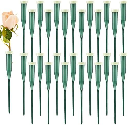 Tessco for you 90 Pcs Floral Water Tubes 6 Inch Floral Tubes Plastic Flower Supplies for Fresh Flowers with Rubber Cap for Flower Stem Arrangements Florist Supplies(Green)