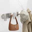 Coat Hook Rack, Wall Mounted Rack with 4 Hooks, Heavy Duty Towel Rack Wall Hooks for Hanging Jacket, Stainless Steel Coat Hanger for Bathroom Entryway Mudroom (Brushed Nickel)
