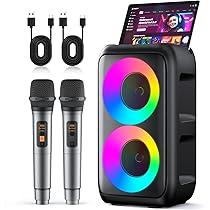 Adult Karaoke, (New 2026) Portable Bluetooth Speaker Karaoke for Adults with 2 Wireless Microphones, PA System for Adults and Children with Lights, Adult Professional