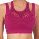 RUNNING GIRL Sports Bras for Women High Support,Seamless Ribbed Longline High Neck Sports Bra Racerback Padded Crop Top Yoga (XXL)