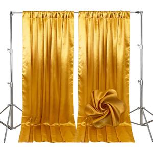 10ft x 10ft Gold Backdrop Curtains for Parties, Fabric Satin Background Curtain with Rod Pockets for Weddings, Birthday, Baby Shower, Photography, Graduation Party Backdrop Drapes, 2 Panels