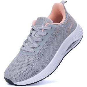 IIV Womens Wide Walking Shoes Arch Support Plantar Fasciitis Sneakers | Orthotic Tennis Shoes GrayPink 7.5 Wide