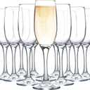 UMEIED Champagne Glasses, Set of 12 Champagne Flutes with Classic Shape, Long stem Sparkling Wine glasses for Wedding, Restaurant, Bar, Wine Toasting, Clear (Transparent)
