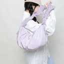 Nylon Crossbody Bags for Women, Ruffled Crescent Bag with Adjustable Strap, Large Capacity Casual Hobo Dumpling Shoulder Bag