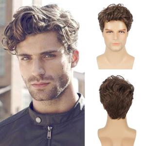 Swiking Men Wig Short Brown Wigs Heat Resistant Synthetic Layered Fluffy Cosplay Daily Hair Wig for Male Guys (Color Brown)
